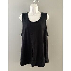 HABITAT Tank Top Size XXL Black Seamed Scoop Neck Classic Lagenlook Relaxed